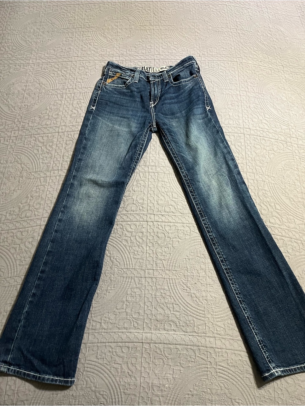 Ariat boys 16 relaxed Dark Blue Flare boot cut Jeans Mid Rise Flare adjustable